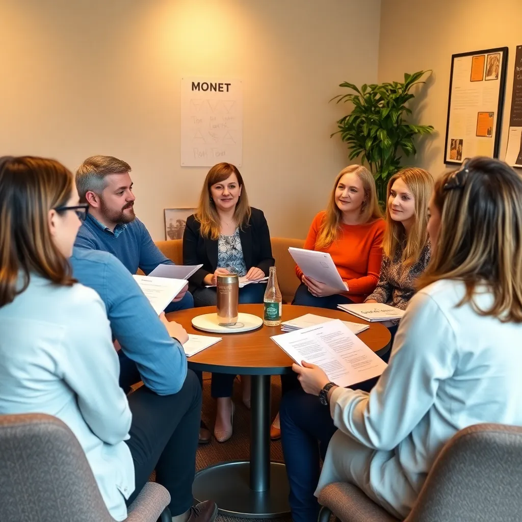 Coach en cliënt in een ontspannen coachingsgesprek over financiële mindset